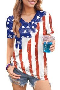 Patriotic Red, White & Blue V-Neck T-Shirt