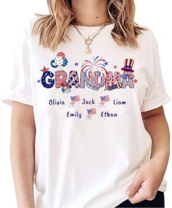 Custom Patriotic Grandma Shirt for 4th of July