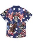 Men's Pirate Print Hawaiian Shirt with American Flag