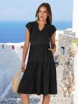 ANRABESS Women’s Black Ruffle Sleeve Midi Dress