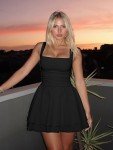 Kaximil Women's Black Ruffle Hem Mini Dress