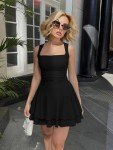 Kaximil Women's Black Ruffle Hem Mini Dress