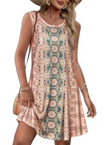 Pink Floral Bohemian Sundress for Women