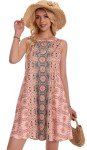 Pink Floral Bohemian Sundress for Women