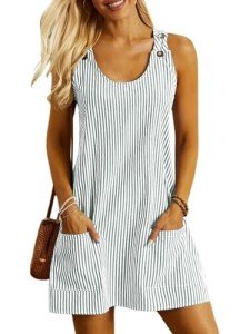 ETCYY Striped Sleeveless Summer Dress with Pocket