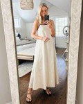 Shy Velvet Summer Linen Maxi Dress for Women