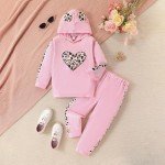 Girls Heart & Leopard Print Hooded Outfit (3-4T)