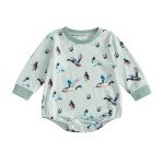 Duck Print Long Sleeve Romper for Newborns