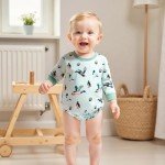 Duck Print Long Sleeve Romper for Newborns