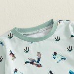 Duck Print Long Sleeve Romper for Newborns