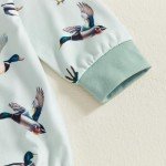 Duck Print Long Sleeve Romper for Newborns