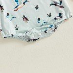 Duck Print Long Sleeve Romper for Newborns