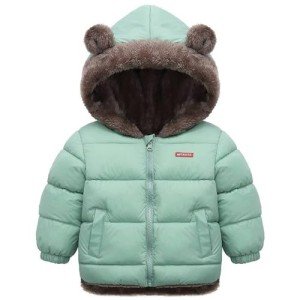 Light Green Toddler Fleece Jacket with Bear Ears