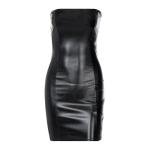 Black Strapless Leather Bodycon Mini Dress