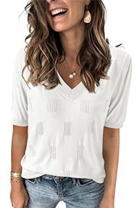 Arach&Cloz Plus Size Spring Summer V Neck Tops
