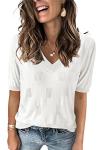 Arach&Cloz Plus Size Spring Summer V Neck Tops