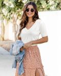 Arach&Cloz Plus Size Spring Summer V Neck Tops