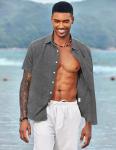 Men's Short Sleeve Black Linen Work Shirt