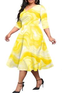 CLOCOR Plus Size A-Line Midi Dress for Women