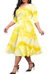 CLOCOR Plus Size A-Line Midi Dress for Women