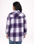 Purple Plaid Plus Size Shacket for Women