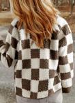 SHEWIN Women's Oversized Plaid Sherpa Jacket