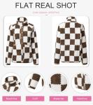 SHEWIN Women's Oversized Plaid Sherpa Jacket