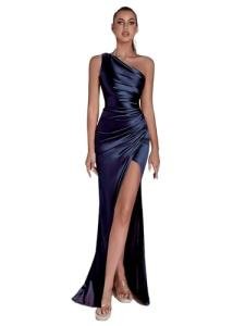 Women's Dark Blue One Shoulder Party Dress