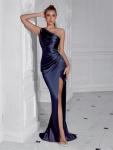 Women's Dark Blue One Shoulder Party Dress