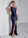Women's Dark Blue One Shoulder Party Dress