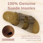 CUSHIONAIRE Double Buckle Cork Footbed Sandals