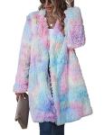 Women's Rainbow Tie-Dye Fuzzy Fleece Jacket