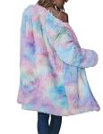 Women's Rainbow Tie-Dye Fuzzy Fleece Jacket