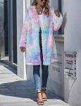 Women's Rainbow Tie-Dye Fuzzy Fleece Jacket