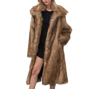 ZHOUYF Women's Faux Fur Winter Cardigan Jacket