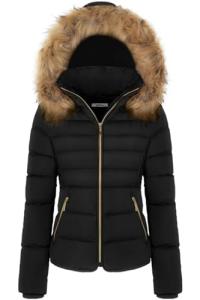 Warm Winter Puffer Jacket with Faux Fur Hood
