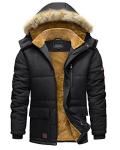 Men's Black Water-Repellent Hoodie Winter Jacket