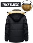 Men's Black Water-Repellent Hoodie Winter Jacket