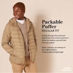 Men's Packable Water-Resistant Black Puffer Jacket