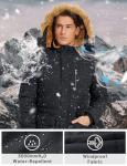 Men's Black Water-Repellent Hoodie Winter Jacket