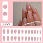 Pink White Ombre Glitter Press-On Nails for Women