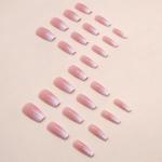Pink White Ombre Glitter Press-On Nails for Women