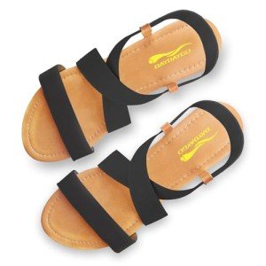 DAYDAYGO Women's Black Elastic Flat Sandals