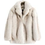 Denny&Dora Men's White Fox Fur Lapel Coat