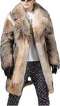 Men's Winter Long Coat with Coyote Fur Lapel