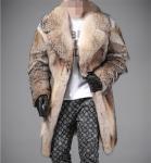 Men's Winter Long Coat with Coyote Fur Lapel