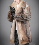 Men's Winter Long Coat with Coyote Fur Lapel