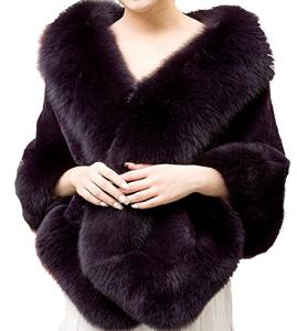 Luxury Purple Rabbit Fur Shawl with Fox Collar