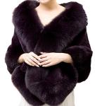 Luxury Purple Rabbit Fur Shawl with Fox Collar