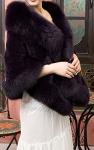 Luxury Purple Rabbit Fur Shawl with Fox Collar